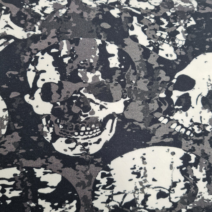 French Terry Black & White Skull Totenköpfe