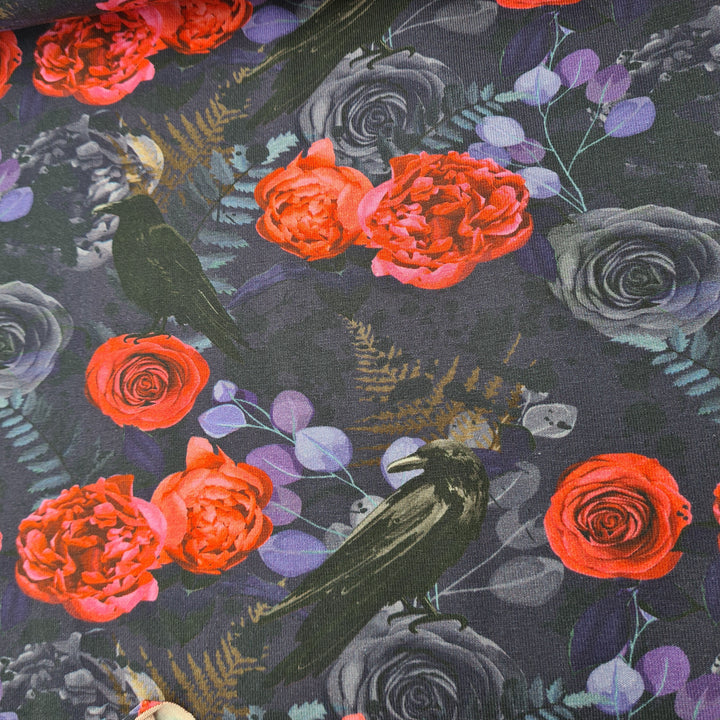 Baumwolljersey Mystic romance mit Raben