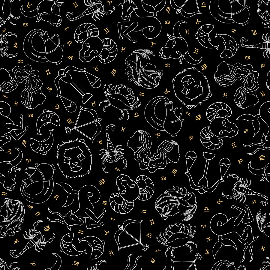 Baumwollstoff Symbols von Studio E Fabrics aus der Written in the stars Glow Kollektion
