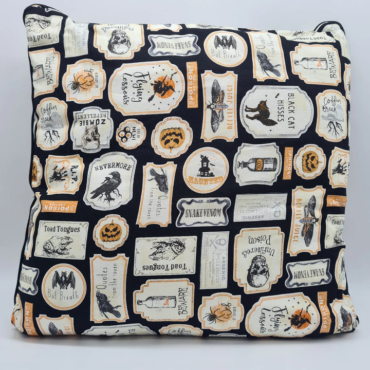 Kissenbezug "Apothecary" für Füllkissen 40x40cm mit Zaubertranketiketten - Made by Funkelkrähe