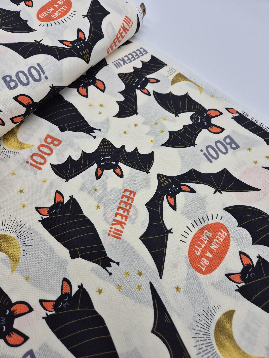 Baumwollstoff Alexander Henry Fabrics Boo! Eek! Bat!